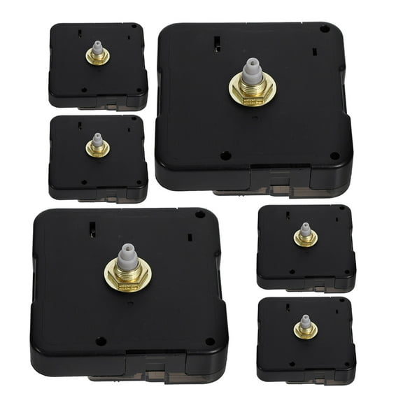 IDEANATEGRATE 6Set Black Quartz Clock Movement for Silent Wall Clocks and DIY Projects