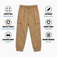 thumbnail image 5 of Quad Seven Boys Joggers Twill Stretch Cargo Pants with Pockets and Elastic Waistband 2 Pack, 5 of 7