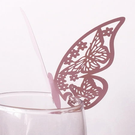 

5pcs/10pcs/20pcs Gold Silver Pink White Shiny Butterfly Name Cards Seat Place Card Wine Glass Cup Paper Card For Wedding Party Decoration