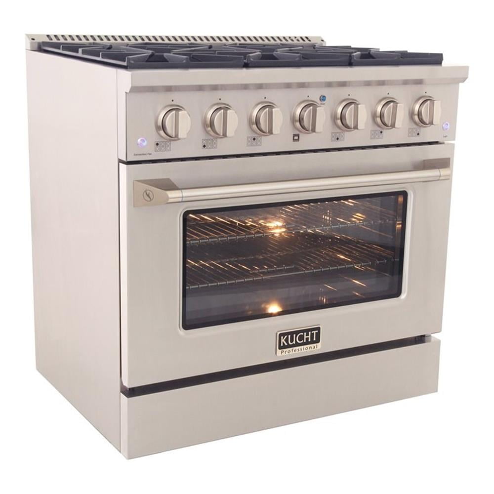 Kucht Professional 36" Stainless Steel Natural Gas Range with Burners in Silver