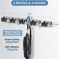 thumbnail image 6 of BIMZUC Mop and Broom Holder, 304 Stainless Steel Wall Mount with 5 Slots and 4 Hooks for Garage and Laundry Room, 6 of 8