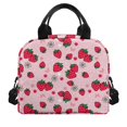 thumbnail image 2 of HUIACONG Strawberry and Daisy Pattern Lunch Bag, Durable Durable Zipper Aluminum Film Material Insulated Lunch Bag for Camping Office Travel, 2 of 10