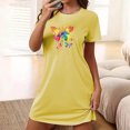 thumbnail image 2 of Birdeem Chemises de Nuit pour Femmes Chemise de Nuit Courte Surdimensionnée pour Femmes Mode Imprimé sur la Poitrine Robe de Nuit à Manches Courtes, 2 of 12