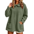 thumbnail image 3 of Womens Winter Blouses Dqueduo Women's Winter Solid Color Long Sleeve Fleece Lined Warm Top With Pockets Green XL Fleece Lined Tops, 3 of 9