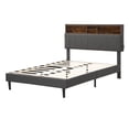 thumbnail image 5 of Upholstered Platform Bed with Storage Headboard and USB Port, Linen Fabric Upholstered Bed Grey - Full, 5 of 5