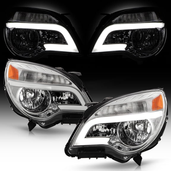 2010-2015 Chevy Equinox Chrome Upgrade LED Tube Headlights Headlamps Left Right