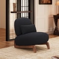 thumbnail image 6 of Fortmok Mid Century Modern Black Armless Accent Chair with Lamb Wool Fabric, Upholstered Living Room Chairs with Waist Cushion, 6 of 12