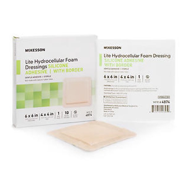 McKesson Lite Hydrocellular Silicone Foam Adhesive Dressing 6x6 inch