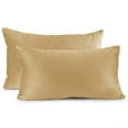 thumbnail image 2 of Clara Clark Plush Solid Decorative Microfiber Rectangle Throw Pillow Cover with Throw Pillow Insert for Couch, Gold, 12"x20", 4 Piece Decorative Soft Throw Pillow Set, 2 of 8