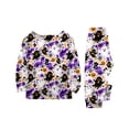 thumbnail image 4 of Family Halloween Pajamas Matching Sets, White Purple Black Ghost Splatter Print Soft Long Sleeve Top and Long Pants Halloween Pajamas for Family, 2 Piece Holiday Sleepwear Halloween Family Pjs Set, 4 of 4