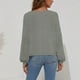 thumbnail image 4 of Jersey para mujer, Top, manga larga acampanada, cuello en V, Color puro, camisa holgada informal con bolsillo para mujer gris XXL, 4 of 6