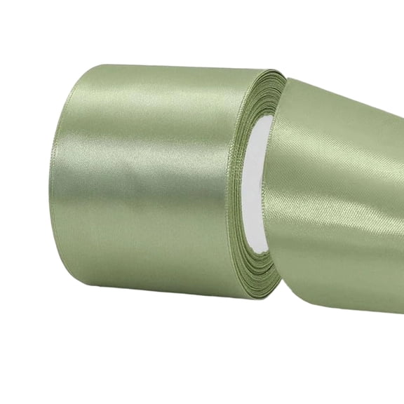 Sage Green Satin Ribbon 8cm Wide Gloss Smooth Polyester Roll For Wrapping Wedding Bouquet Floral Bow DIY Craft Party Home Decoration