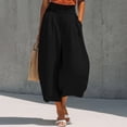 thumbnail image 2 of Qgtaibl Summer Wide Leg Capri Pants Cotton Baggy Breathable Palazzo Cropped Pants Casual High Waist Pleated Flowy Vacation Capris Black XXL, 2 of 7