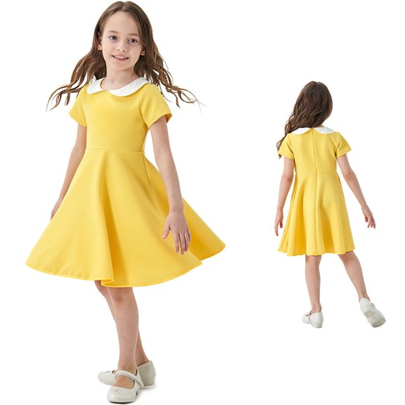 Girls' Dresses Short Sleeve Casual Flowy Swing Dress Girl Sundress 5-6 Years