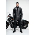 thumbnail image 3 of Men's vintage mid-length PU leather jacket business plus velvet large lapel blazer, 3 of 6