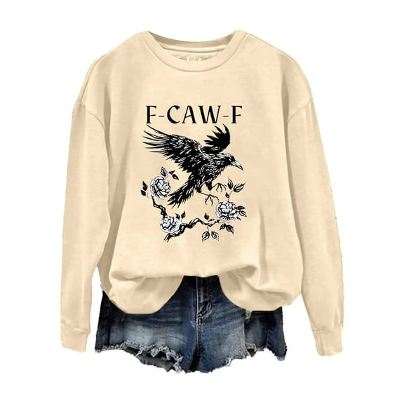 ZSQDM Women's Hoodless Sweatshirt Hoodie for Women/Men Women's Casual Fun Printed Round Neck Top Hoodless Sweatshirt Features Polyester Women Blending Sweatshirt(L)