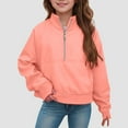thumbnail image 2 of TAmten Girls Half Zip Sweatshirt Long Sleeve Pullover Crop Tops Kids Lightweight Fashion Winter Clothes(Pink,7-8 Years), 2 of 7