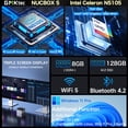 thumbnail image 4 of GMKtec KB5 Mini PC Intel Celeron N5105 Windows 11 Pro 4K Mini PC DDR4 8GB RAM 128GB ROM WiFi5 BT4.2 Computadora de escritorio Trabajo, 4 of 5