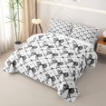 thumbnail image 3 of Erosebridal Sketch Lattice Bow Quilt King for Women Girls, Black Heart Diamond Ribbon King Coverlet Set, 3-Piece, 3 of 7