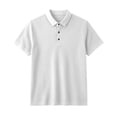 thumbnail image 4 of VgaVtl Men's Polo Collared Summer Pullover Short Sleeve Button Thin Office Casual Plain Mens Shirts, 4 of 8