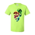 thumbnail image 2 of Trippy Neon Melting Skulls Men's Graphic T-Shirt, Safety Green, Medium, 2 of 3