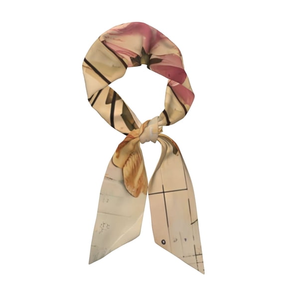 Gaeub Vintage Floral Butterfly Collage Printed Silk Feeling Scarf ， Satin Head Scarf for Women,Silk Neck Scarf,Scarves,ashion Silky Satin Headscarf Wrap, Neck Scarves For Handbag Accessories