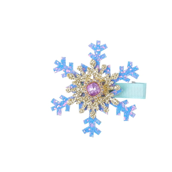 Blue Holiday Snowflake Hair Accessory For Kids With Rhinestones Top Clip Design Sweet And Safe For Hair