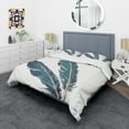 thumbnail image 1 of Designart 'Gold Indigo Feathers III' Glam Bedding Set - Duvet Cover & Shams, 1 of 1