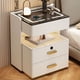 thumbnail image 2 of Mesita de noche inteligente, sencilla y moderna, dormitorio doméstico de tres cajones, almacenamiento junto a la cama, gabinete de almacenamiento de madera maciza, mesita de noche, 2 of 4