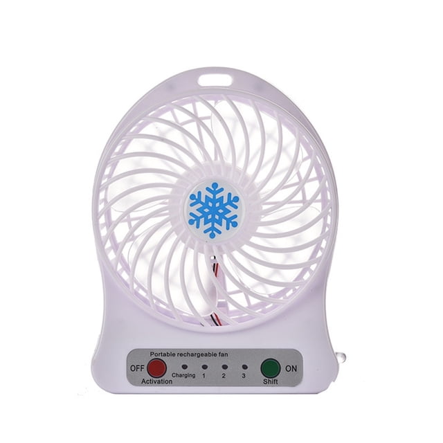 Klonfd Snowflake Mini Desk Fan USB Rechargeable 3 Speed Quiet Fan Portable Fan With Strong Airflow For /Home