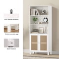 thumbnail image 5 of MAYEERTY 5-Shelf Bookcase with Rattan Doors, Tall Display Shelves for Home Office & Bedroom, White, 5 of 7
