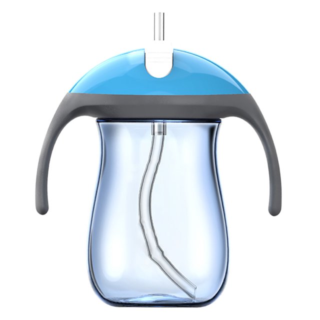 Learner Baby Sippy Cup Con Manijas De Paja Botella De La Botella Copa De Aprendizaje Para Niños Pequeños Para Niños BPA Gratis 270 Ml Azul