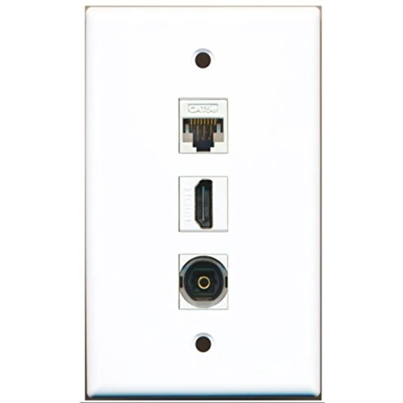 RiteAV - 1 Port HDMI and 1 Port Toslink and 1 Port Cat5e Ethernet White Wall Plate