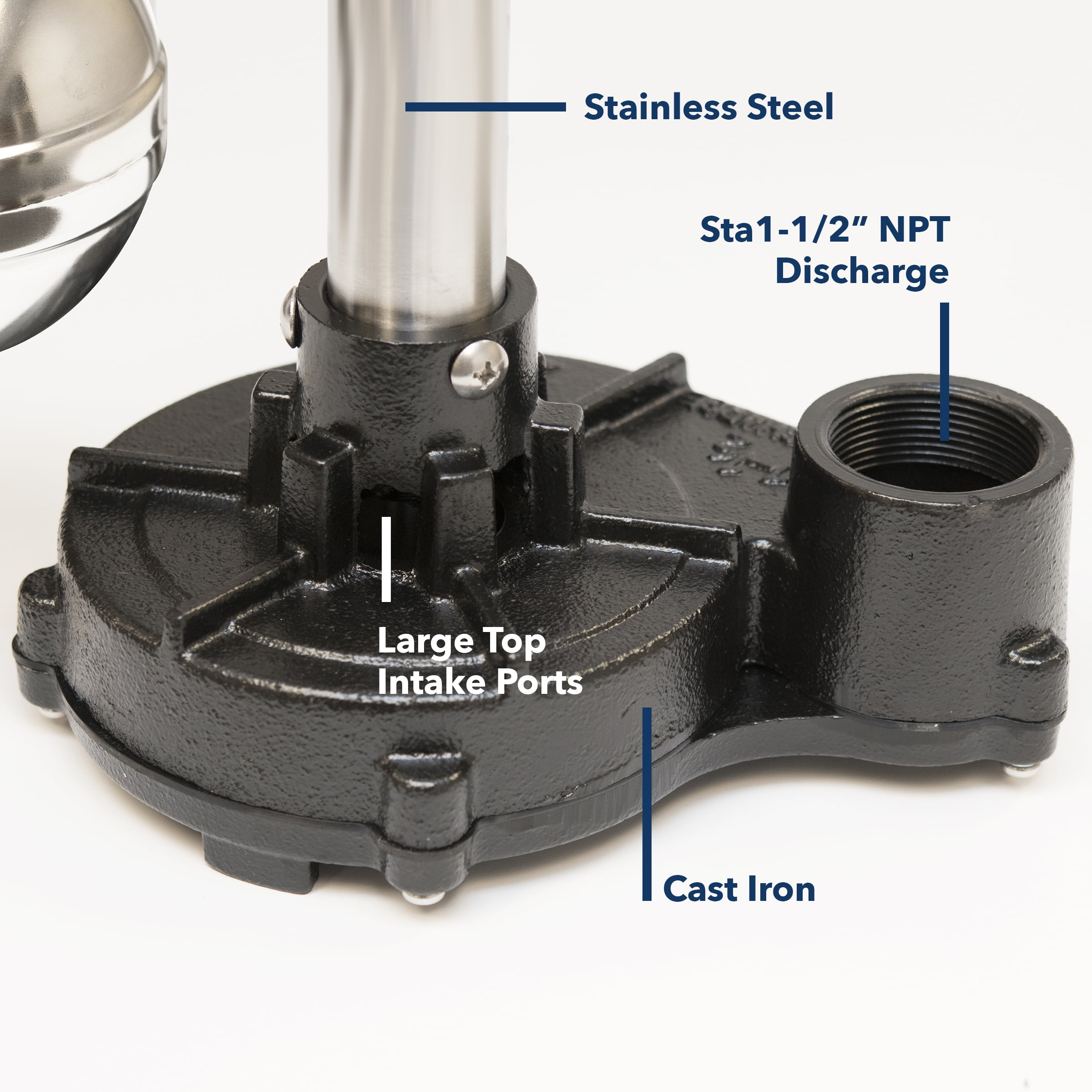 Superior Pump 92301 Utility Water Sump Pump, 1-1/2, 50 Gpm, 0.33 Hp, Iron/Steel, Black, 8.5" x 8.5" x 36"