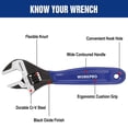 thumbnail image 2 of Llave ajustable WORKPRO de 15 cm con mordaza ancha de acero Cr-V, 2 of 7