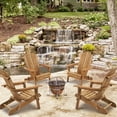thumbnail image 2 of UHOMEPRO Folding Adirondack Chair Set of 4, Outdoor Weather Resistant Patio Lawn Chair, Wooden Fire Pit Chair for Outside Deck Garden Backyard Balcony, Patio Furniture Set Lounge Chairs, Wood, 2 of 8