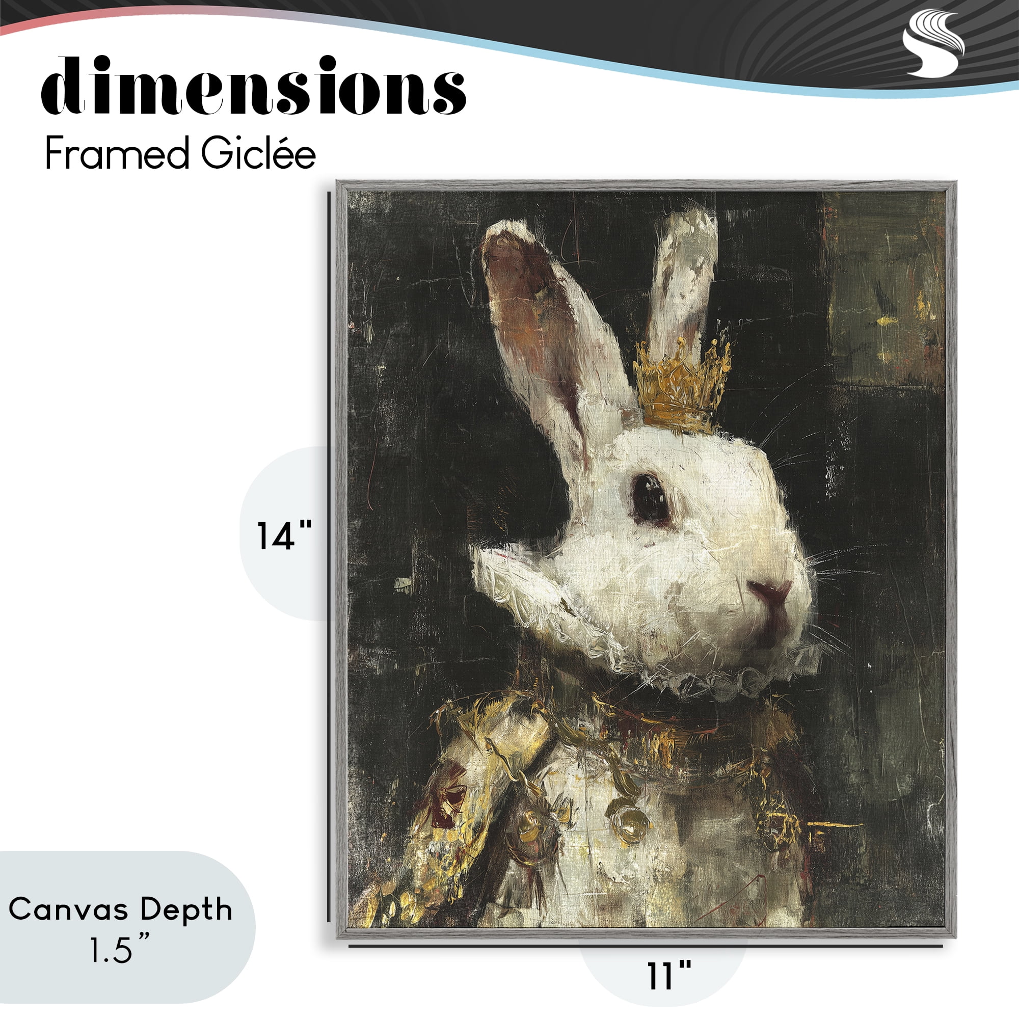 Stupell Industries Regal Hare Portrait Gray Framed Giclee Art, design by Svetlana Aleynikova
