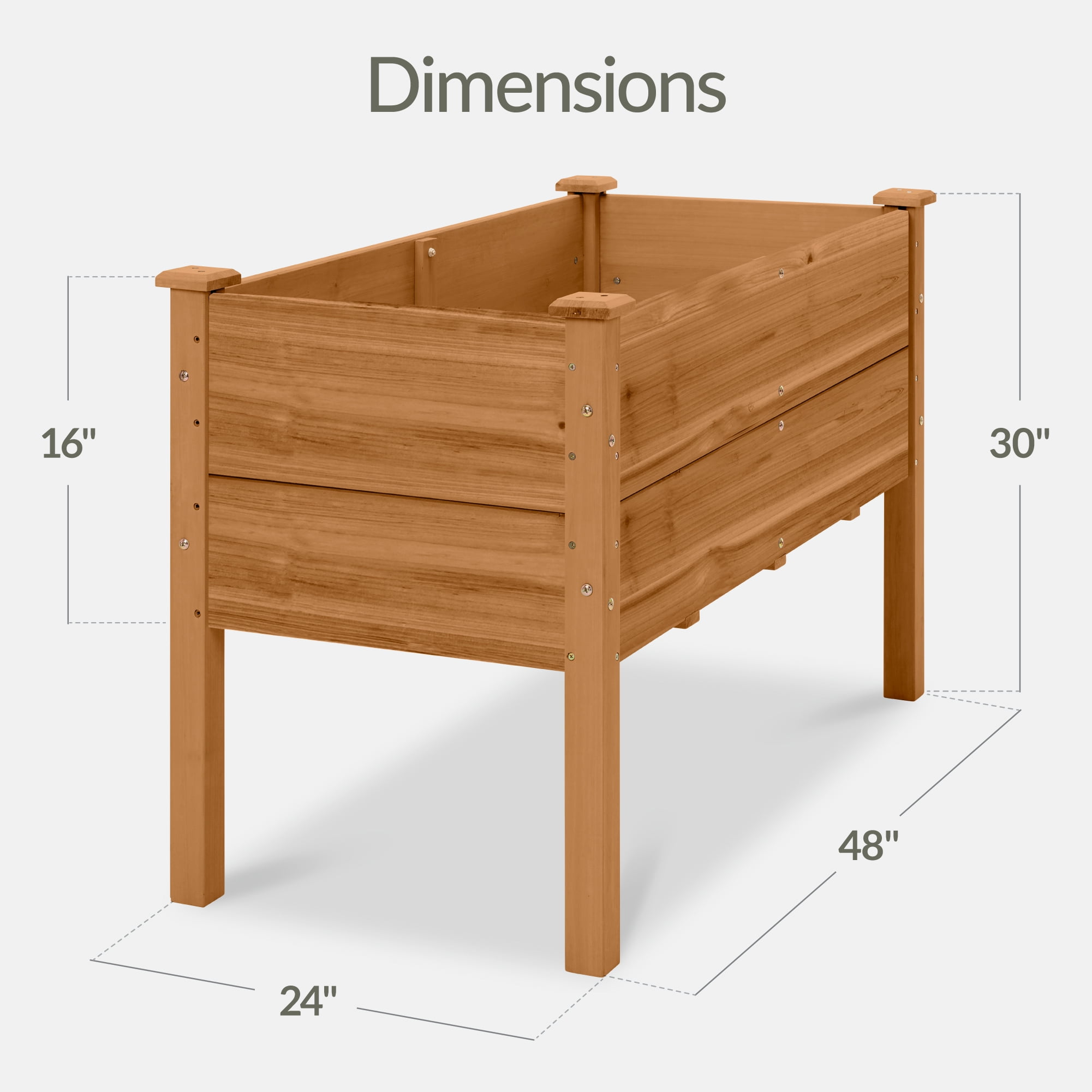Best Choice Products 48" x 24" x 30" Raised Garden Bed, Extra Deep 16" Depth, Elevated Wood Planter Stand - Acorn Brown