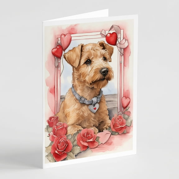 Lakeland Terrier Valentine Roses Greeting Cards Pack of 8 7 in x 5 in