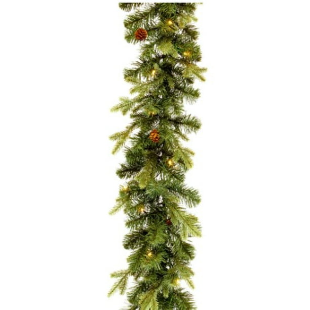 NOMA 9 Ft Pre-Lit Garland | Pine Christmas Garland with Lights & Mini ...