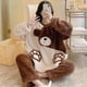 thumbnail image 3 of Conjunto de pijamas de felpa para mujer, ropa de dormir bonita de dibujos animados, Tops y pantalones de manga larga, ropa de casa para estar en casa, Invierno 2023, 3 of 5