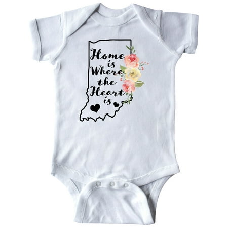 

Inktastic Indiana Home is Where the Heart is with Watercolor Floral Gift Baby Boy or Baby Girl Bodysuit