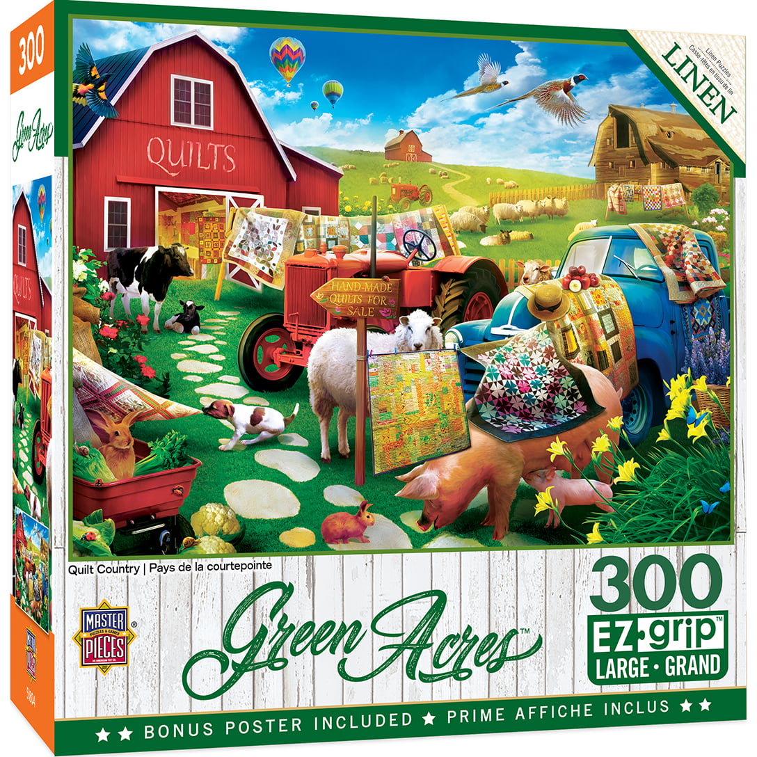 MasterPieces Jigsaw Puzzle Green Acres Linen Morning Glory Rooster 300 LG EZGrip for sale online 
