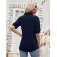 thumbnail image 7 of ZHENWEI Women's V Neck Short Sleeve Polo Shirts Button Down Collared Tops Loose Casual Tunic Blouses, 7 of 7