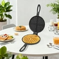 thumbnail image 4 of Black Cast Iron 17cm Portable Waffle Maker Detachable Waffle Baking Tray Suitable For Open Flames, 4 of 10