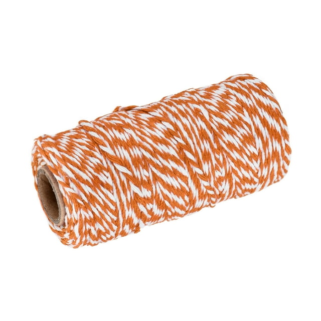 Unique Bargains Twine Packing String Wrapping Cotton Twine 100M Orange and White Rope for Gift Wrapping Twine