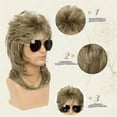thumbnail image 5 of Phocas Mens Wig with Brown for Men Mullet Wigs with Bangs 70s 80s Male Wig, 5 of 6