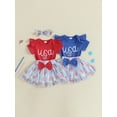 thumbnail image 3 of BemeyourBBs Baby Girls 4th of July Set Flying Sleeve Romper Tulle Skirt Headband, 3 of 9