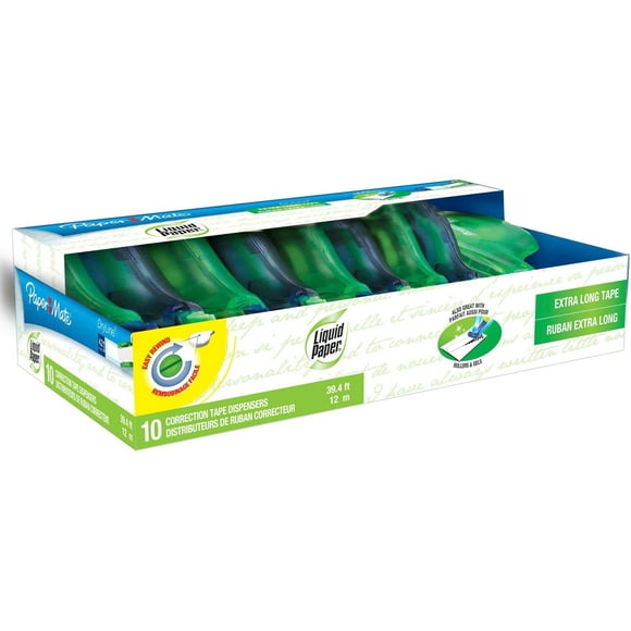 Paper Mate Liquid Paper DryLine, Extra Long Tape, Assorted Colors, 10 Count