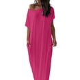 thumbnail image 6 of Guieoi Summer Dresses for Women under $10 Plus Size Solid-Color Loose-Fit Loungewear Short-Sleeve Round-Neck Dress Pink M, 6 of 6
